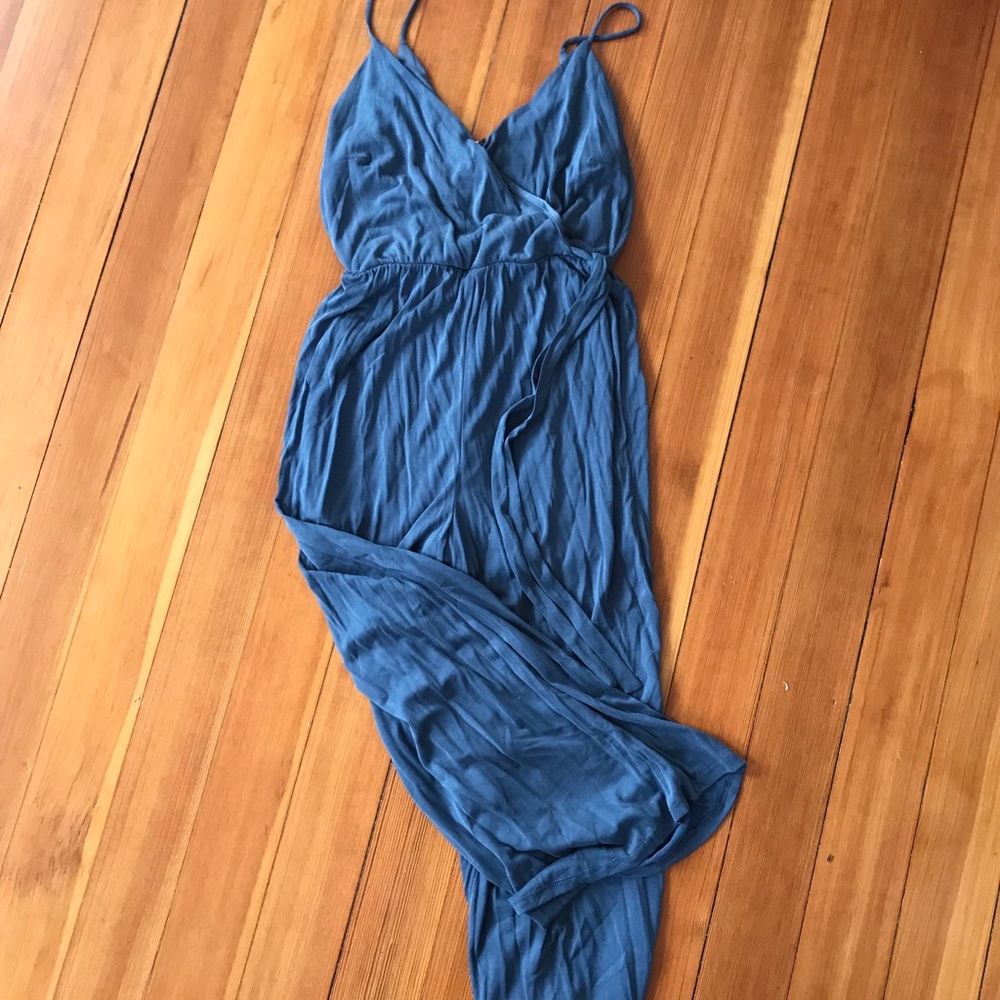 Sienna Sky Blue 3/4 Length Romper with side tie
